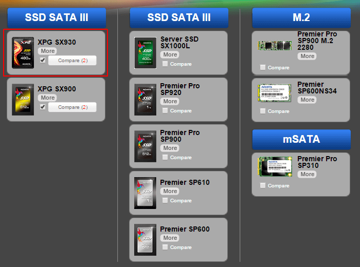 ADATA SSD ラインナップ