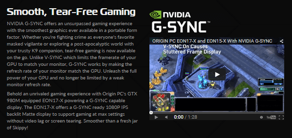 Origin PC、G-Sync説明